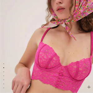 For Love And Lemons Pink Lace Bra